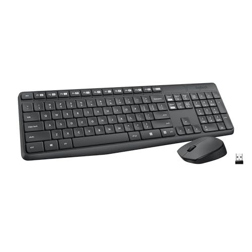 Logitech MK235 Wireless Keyboard and Mouse Combo for Windows, 2.4 GHz Wireless Unifying USB Receiver, 15 FN Keys, Long Bat...