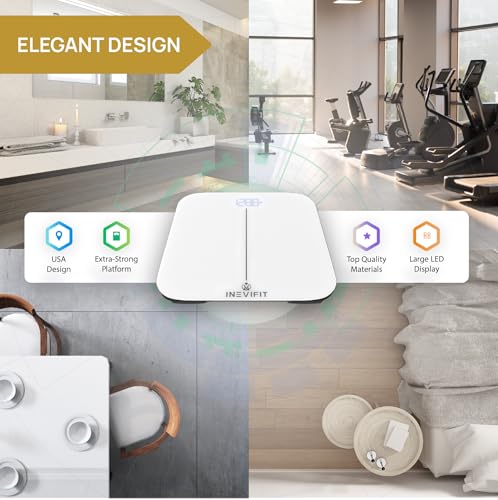 INEVIFIT Smart Premium Bathroom Scale, Highly Accurate Bluetooth Digital Bathroom Body Weight Scale, Precisely Measures We...