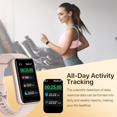 Smart Watch for Women, Slim Fitness Tracker with Heart Rate, Blood Oxygen, Sleep & Step Monitor, IP68 Waterproof Smartwatc...