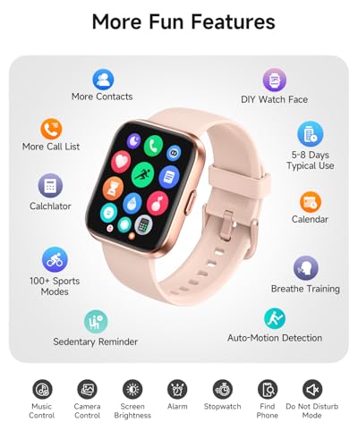 Smart Watch for Women, Answer/Make Calls, Alexa Built-in, 1.85" Touch Screen Fitness Tracker for Android & iPhone, Heart R...
