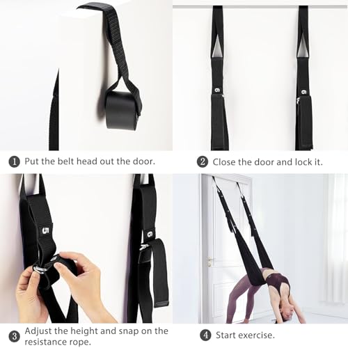 Yoga Stretching Strap, Leg Waist Back Bend Auxiliary Yoga Stretch Band, Upgraded Version with Door Anchor 2 Resistance Rop...
