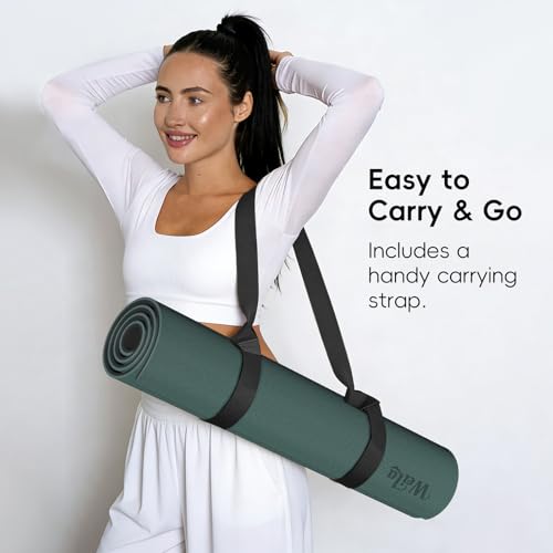 WEILA Extra Thick 10mm Yoga Mat - Non-Slip TPE Fitness Mat for Yoga, Pilates & Workout, 76"x28" Large Dual-Color with Carr...