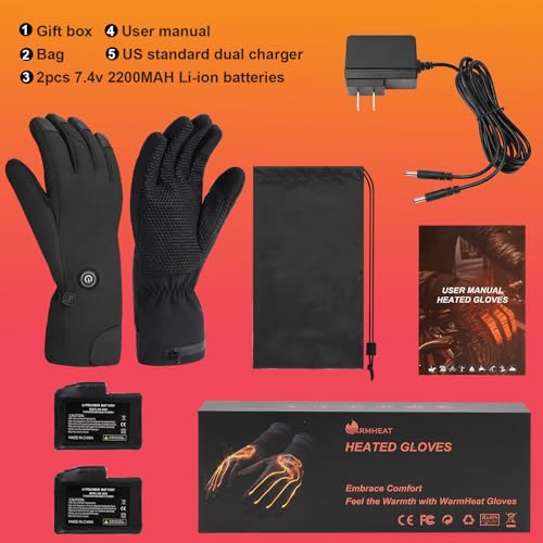 Hinsole Heated Gloves for Men Women, Upgraded Rechargeable Winter Work Sports Gloves, Touchscreen-Friendly, Rapid Heat