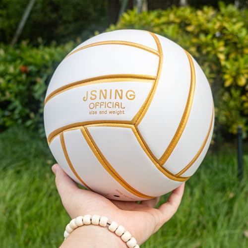JSNING Golden White Volleyball, Volley lite for Outdoor Indoor Beach Game,Soft Touch,Official Size 5,Gift for Boy Girl Man...