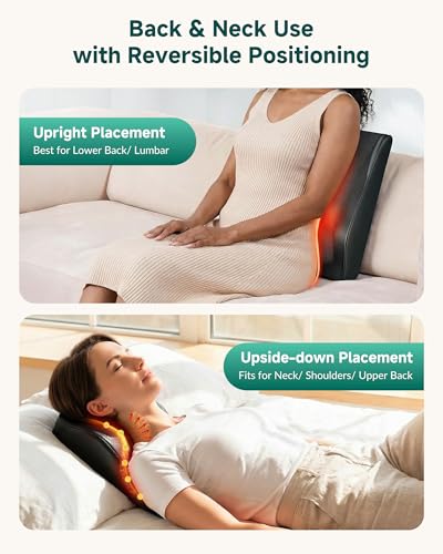 Snailax Shiatsu Back Massager for Back Pain Deep Tissue, Lower Back Neck Massager with Heat, 3D Kneading Back Massager for...