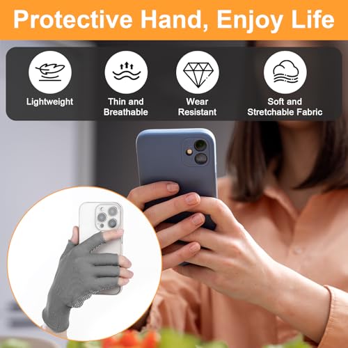DOPENSPI 6 Pack Half-Finger Workout Gloves, Lightweight Half-Finger Slip Breathable Fingerless Work Glove Compression Glov...