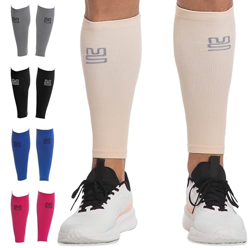 Modetro Sports Calf Compression Sleeves - Leg Sleeves for Men and Women - Shin Splint Relief Support Brace Running Flights