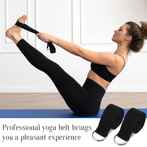 12 Pack Yoga Straps for Stretching, 6 Ft Black Exercise Bands with Adjustable D Ring Buckles for Pilates, Gym Fitness, Fle...
