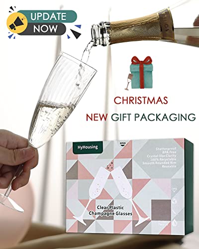 HyHousing 6 Oz Clear Plastic Champagne Glasses 16 Pack, Hard Disposable Plastic Champagne Flute Ideal for Home Daily Life ...