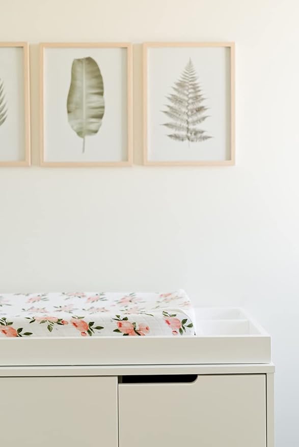 Little Unicorn Premium Changing Pad Cover | Extra Soft & Breathable Muslin Fabric (Watercolor Roses)