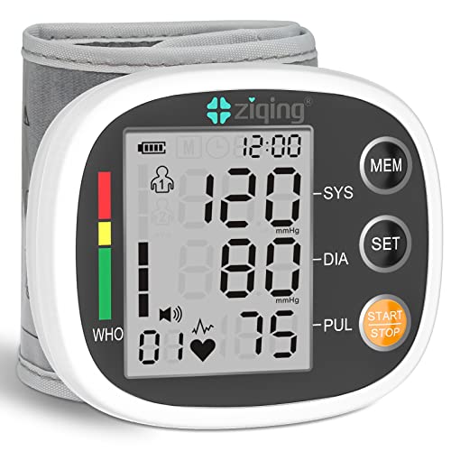 Wrist Blood Pressure Monitor for Home Use, Rechargeable Bp Machine Automatic Digital BP Monitor with Voice Broadcast, Larg...