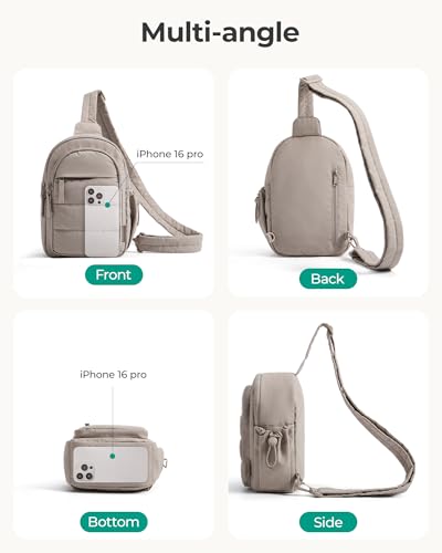 BAGSMART Small Sling Bag for Women, Puffer Crossbody Bag Purses Hobo Handbag Fanny Packs for Travel Hiking