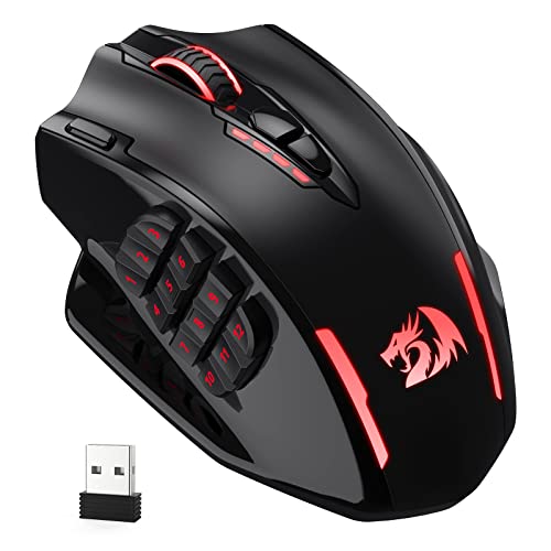 Redragon M913 Impact Elite Wireless Gaming Mouse, 16000 DPI Wired/Wireless RGB Mouse with 16 Programmable Buttons, 45 Hr B...