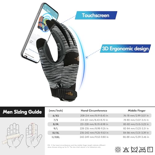 Vgo... 0°C/32°F Winter Men's Lightweighted Lined Work Gloves for Light Duty Works(SL7895FW)