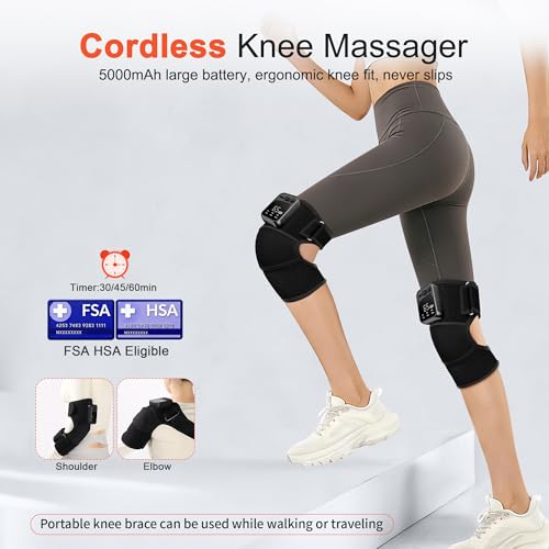 KlugPop Knee Massager with Heat for Pain Relief V5.0[2026 Upgraded] - Electric Cordless Heated Knee Brace with 6 Heat Leve...