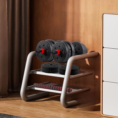 Adjustable Dumbbell Set, 40lbs Free Weights with Connector, Convertible Dumbbell Barbell Push-up Stand Set, 3 in 1 Home Gy...