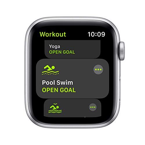 Apple Watch SE (GPS, 44mm) - Silver Aluminum Case with White Sport Band (Renewed)