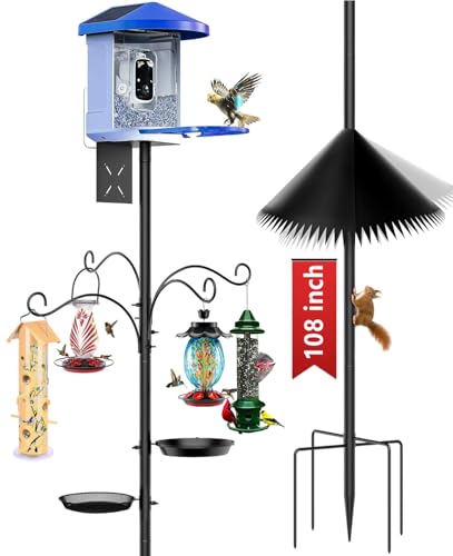 Boostool Bird Feeder Pole, 108 inch Bird Feeder Stand Station with Squirrel Proof Baffle, Outdoors Birdhouse Pole Heavy Du...