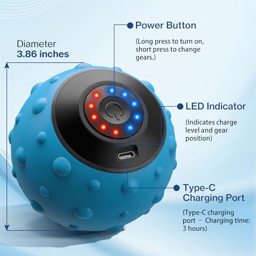 Wolady Upgraded Vibrating Massage Ball with 5-Speed, LED Display, Rechargeable Massage Vibrating Ball for Relieving Muscle...
