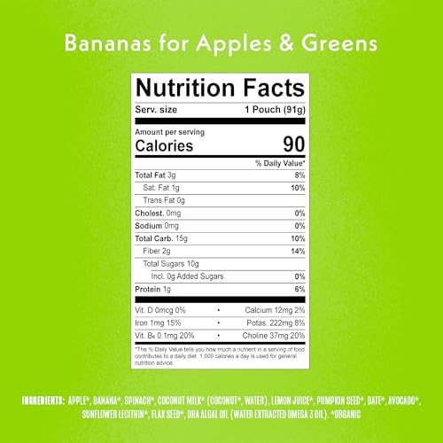 Once Upon a Farm Smart Blend Bananas for Apples & Greens Organic Snack Pouch, 3.2oz