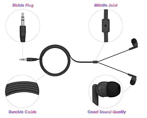QIDAIZUOEN 100 Packs Earbuds Bulk Classroom Headphones Wired in Ear Disposable Student Black Earphones Individually Wrappe...