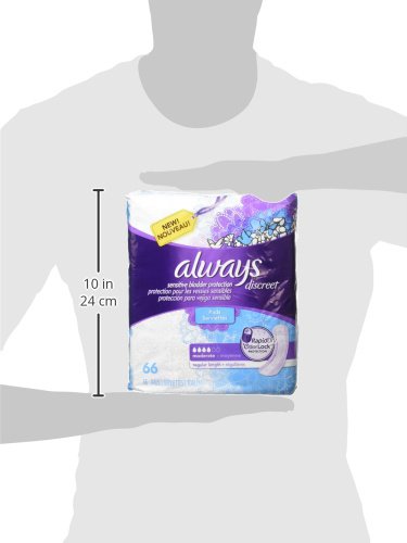 Always Discreet Incontinence Pads for Women, Moderate Absorbency, 66 Count