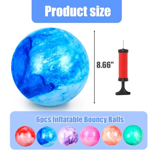 FUTUREPLUSX 6PCS Inflatable Playground Balls, 8.7 Inches Kickball Dodge Ball with Pump, for Kids Indoor and Outdoor Play, ...