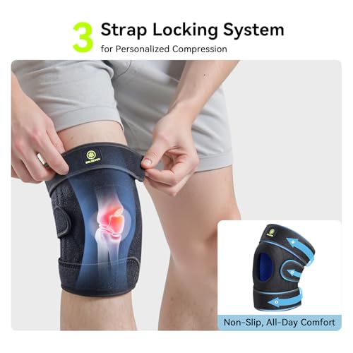 Plus Size Knee Brace with Side Stabilizers & Patella Gel Pads for Men & Women, Adjustable Knee Support for Knee Pain, Inju...
