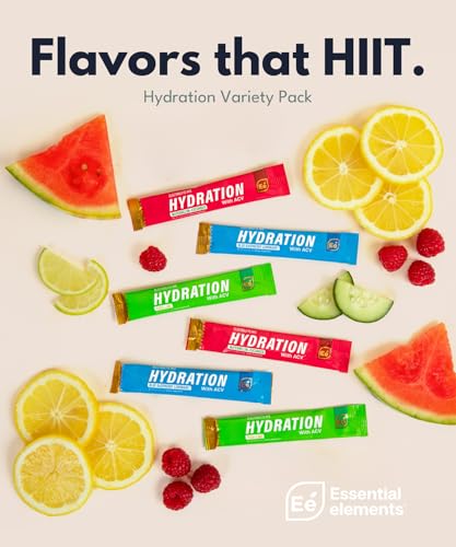 Essential Elements Hydration Packets - Variety Pack - Sugar Free Electrolytes Powder Packets - 15 Stick Packs of Electroly...