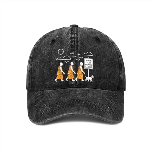 Retro Walk for Peace Monks with Aloka Dog Minimalist Zen Baseball Caps for Adult