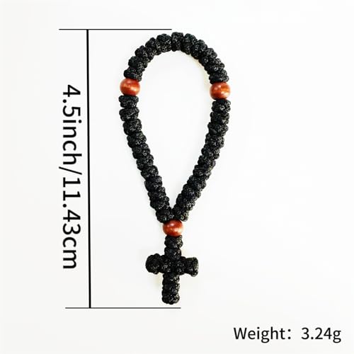 1Pc Handmade Christian 33 Knot Orthodox Greek Omboskoini Prayer Rope Protection Blessing Cross Charm Tassel Car Hanging Ch...