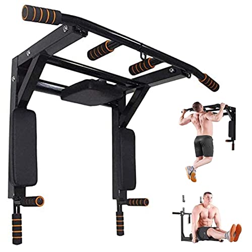 ptlsy Wall Mounted Pull Up Bar Multifunctional with Multi-grip Chin Up Bar Heavy Duty Dip Station for Home Gym Indoor Work...
