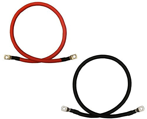 4/0 Awg Gauge Red + Black Pure Copper Battery Inverter Cables Solar, Rv, Car, Boat 5 Feet 5/16 In Lugs