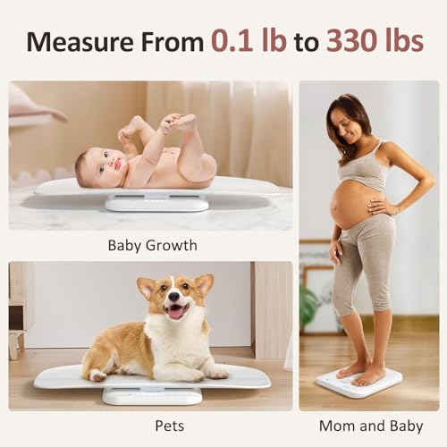 Baby Scale, Multifunctional Baby Weight Scale, Pet Scale for Puppy, Cat, Adult Scale Up to 330lbs, Accurate Digital Scale ...