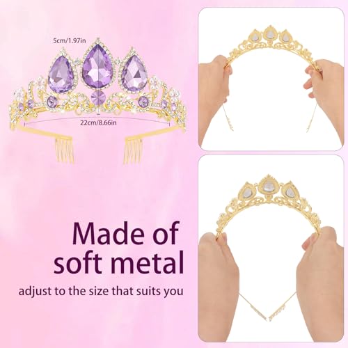 Semato Purple Princess Crown Halloween Cosplay Tiara Purple Crystal Crown for Party and Birthday Gifts