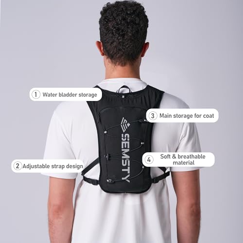SEMSTY Running Vest for Women Men, 5L Hydration Vest with Dual 500ml Soft Flask, Lightweight Water Backpack, Adjustable Ch...
