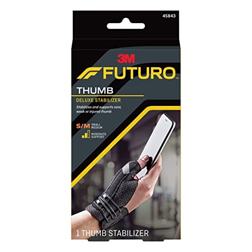 FUTURO Deluxe Thumb Stabilizer, Left or Right Hand, Small/Medium Size, Adjustable, Stabilizes and Supports Sore, Weak or I...