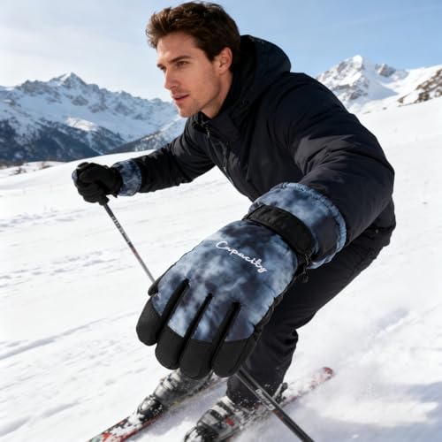 HinyBoeh Women's Winter-Ski-Gloves Thermal Cold-Weather-Gloves,Warm Windproof Gradient Touchscreen Glove