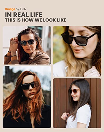 TIJN Polarized Sunglasses for Womens and Mens,Classic Square Frames Shades for UV Protection, Stylish and Trendy Sunnies