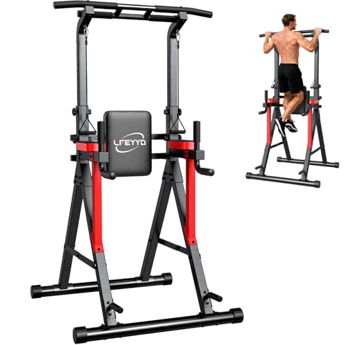 LFEYYD Power Tower Pull Up Bar Free Standing - 13-Level Adjustable Height Dip Station - Home Gym Strength Training Equipme...