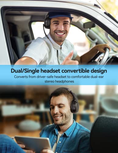 TECKNET Bluetooth Trucker Headset, Single and Dual Ear Wireless Headset with Mic for Work Noise Cancelling, 50Hrs 3 EQ Mus...