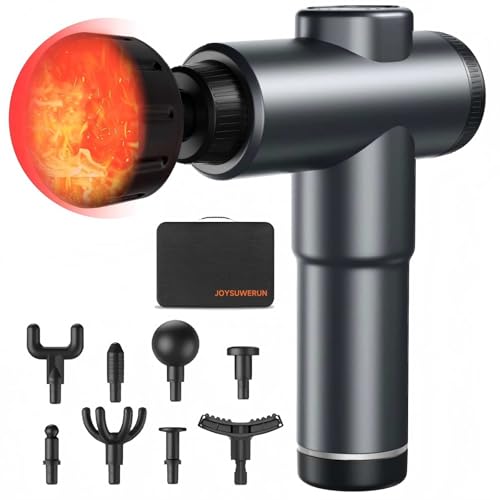 JOYSUWERUN Massage Gun – Deep Tissue Muscle Massager for Pain Relief & Recovery, Massage Gun with Heat, 9 Massage Heads, C...