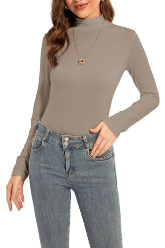 CONPEN Womens Long Sleeve Mock Turtleneck Base Layer Slim Fit Underscrub Shirt