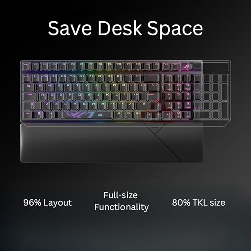 ASUS ROG Strix Scope II 96 Wireless Mechanical Gaming Keyboard – 96% Full-Size, Tri-Mode Connectivity, Hot Swappable Pre-l...