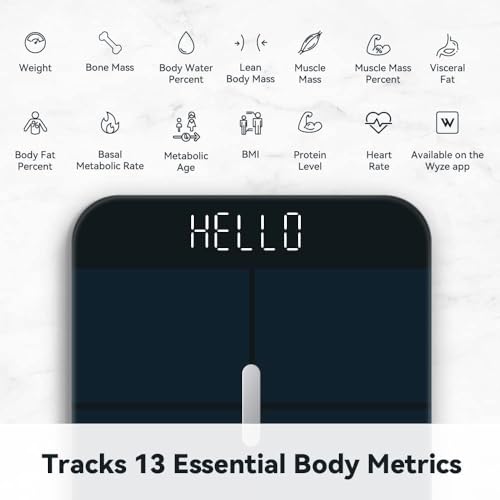 Wyze Smart Scale X - Digital Bathroom Scale for Body Weight, BMI, Body Fat, Muscle Mass, Heart Rate Monitor | Sync with He...