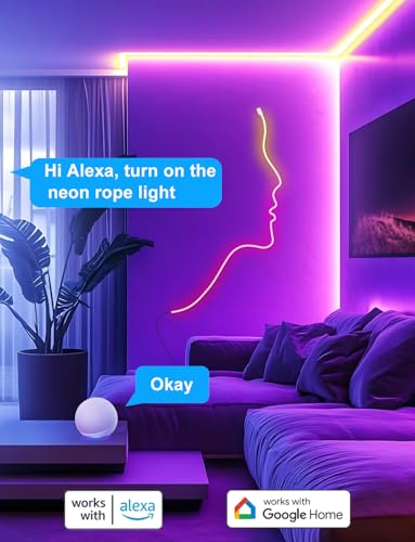 Lucienstar Neon Rope Lights, Smart RGB+IC Neon Light Strip, Voice Control via Alexa, Google Assistant, Flexible Custom DIY...