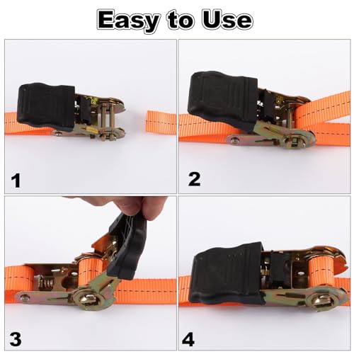 Ratchet Straps, 6Pack 20Ft Ratchet Tie Down Straps, 1700 LB Break Strength Ratchet Tie Down Straps with Safety Lock S Hook...