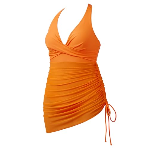 SUUKSESS Women Sexy One Piece Swimsuit Tummy Control Bathing Suit Mesh Swimdress