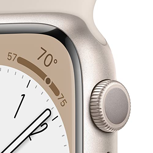 Apple Watch Series 8 [GPS 41mm] Smart Watch w/Starlight Aluminum Case with Starlight Sport Band - M/L. Fitness Tracker, Bl...