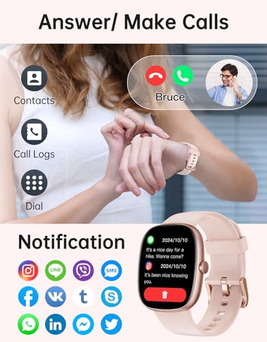 HUAKUA Smart Watches for Women Compatible with iPhone/Android Phones Answer/Make Calls, 1,85" HD Fitness Tracker with Hear...